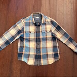 Outerknown Blue and Tan Plaid Shirt